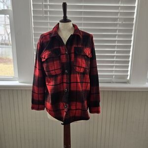 Plaid Red and Black Women's Jacket